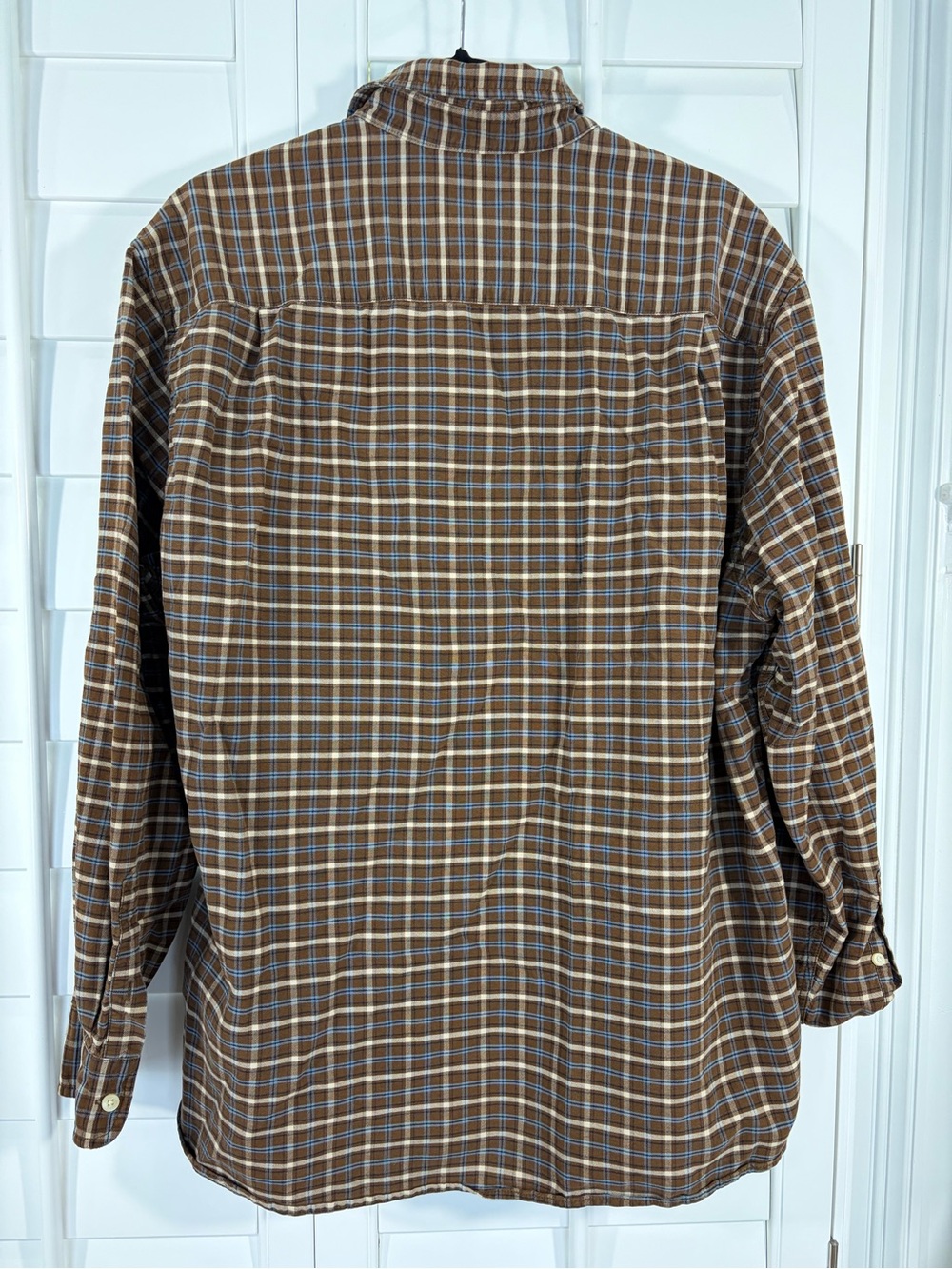 Brown Plaid 100% Cotton Flannel Long-sleeve Button Down Shirt (XL) - Picture 3 of 9